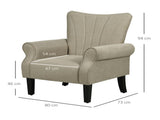 Upholstered Accent Chair with Rolled Arms and Wood Legs, Armchair for Living Room Bedroom, Beige T3398P329554