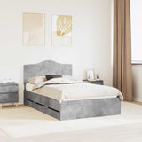 Bed Frame with Drawer Concrete Grey 135 x 190 cm Engineer Wood 3413425
