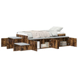 Storage Bed Frame with Storage Smoked Oak 80 cm Engineered Wood 3335577