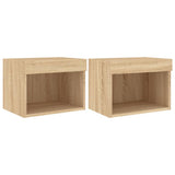 Bedside Cabinets with LED Lights Wall-mounted 2 pcs Sonoma Oak 837118