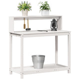 Potting Table with Shelves White 108x50x109.5 cm Solid Wood Pine 832413