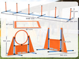 Seven-Piece Dog Agility Equipment Set with Weave Poles, Jump Ring, Hurdle, Pause Box, Carry Bag, T3398P349781