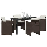 Garden Dining Set 5 pcs Brown Poly Rattan 3380602