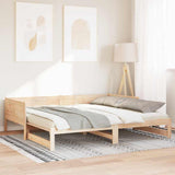 Pull-out Day Bed Brown 203.5 x 184 x 56.5 cm Solid Pine Wood 834678