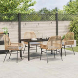 Garden Dining Set with Cushion 5 pcs Brown Poly Rattan 3380879