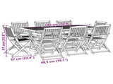 9 Piece Garden Dining Set 180x90x75 cm Solid Wood Acacia 3321529