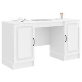 Desk High Gloss White 142.5 x 50 x 75 cm Engineered Wood 3414643