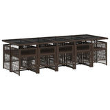 Garden Dining Set Brown PE rattan Large Foldable 3210933