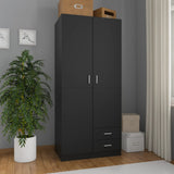 Wardrobe Black 80x52x180 cm Engineered Wood 800640