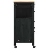 Kitchen Trolley MONZA Black 84 x 40 x 88.5 cm Solid Pine Wood 42027041
