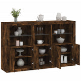 Sideboard with LED Lights Smoked Oak 162x37x100 cm 3209146