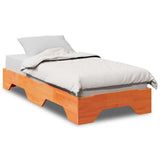 Bed Frame No Mattress Stackable Wax Brown 75x190 cm Small Single Solid Wood 859213
