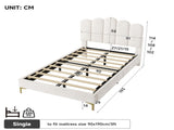 3ft Single Premium Velvet Upholstered Bed Frame with Scalloped Channel Tufted Design, Height N652P411464W