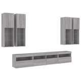 7 Piece TV Wall Cabinet Set with LED Lights Grey Sonoma 3216776