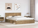 Bed Frame Artisian Oak 150 x 200 cm Solid Pine Wood 3411000