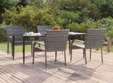 Garden Dining Set Grey PE rattan, powder-coated steel, tempered glass 3156676