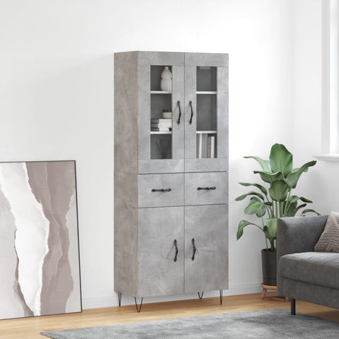 Highboard Concrete Grey 69.5x34x180 cm Engineered Wood 3198565