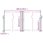 ZNTS Retractable Side Awning Taupe 120x600 cm 4004604