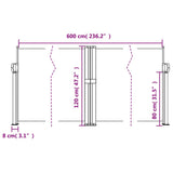 ZNTS Retractable Side Awning Taupe 120x600 cm 4004604