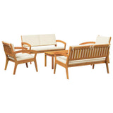 Bistro Set with Cushion 5 pcs Brown Polyester 3328617