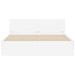 ZNTS Bed Frame with LED without Mattress White 150x200 cm King Size 3207602