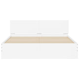 Bed Frame White Engineered Wood, Plywood King Size Modern 3207602
