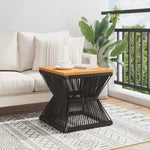 ZNTS Coffee Table with Wire Base Black 38x38x38 cm Solid Wood Acacia 365636