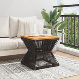 ZNTS Coffee Table with Wire Base Black 38x38x38 cm Solid Wood Acacia 365636