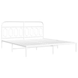 Metal Bed Frame without Mattress with Headboard White 180x200cm 377170
