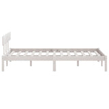 Bed Frame without Mattress White Solid Wood Pine Double 810123