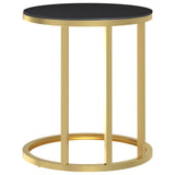 331662 Side Table Gold and Black 45 cm Tempered Glass