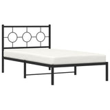 Metal Bed Frame without Mattress with Headboard Black 100x200cm 376221