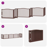 Dog Gate with Door Foldable 6 Panels Brown 480 cm Poplar Wood 3155633