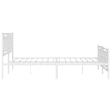 Metal Bed Frame without Mattress with Footboard White 193x203cm 374314