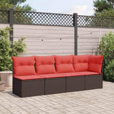 Garden Sofa with Cushion Brown 227 x 62 x 69 cm Poly Rattan 366227