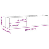 Planter 200x40x40 cm Stainless Steel 860686