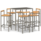 Garden Bar Set Grey PE rattan Large Footrest Garden Bar Set 3187695