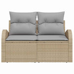 Garden Sofa with Cushion Beige 124 x 62 x 69cm Poly Rattan 42006735