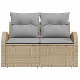 Garden Sofa with Cushion Beige 124 x 62 x 69cm Poly Rattan 42006735