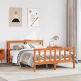 Bed Frame with Headboard without Mattress Wax Brown 140x200 cm 3305779