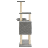 Cat Tree with Sisal Scratching Posts Light Grey 131 cm 172128