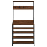 Clothes Rack with Shoe Storage Brown Oak 90x34x184 cm 837881