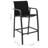 Garden Bar Chair Set of 2 Black Steel, Textilene Standard 48116