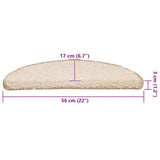 Stair Mats 30 pcs 56x17x3 cm Cream Half Round 3365803
