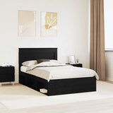 Bed Frame with Headboard Black 120 x 190 cm Solid Pine Wood 3410113
