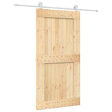 Sliding Door Natural and White Solid Pine Wood 3445037