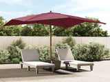 Garden Parasol with Wooden Pole Bordeaux Red 300x300x273 cm 363195