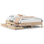 ZNTS Bed Frame without Mattress 135x190 cm Double Solid Wood Pine 3301725