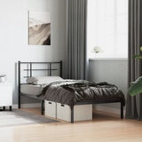 Metal Bed Frame without Mattress with Headboard Black 90x190cm 355553