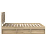 Bed Frame with Drawer Sonoma Oak 150 x 200 cm Solid Pine Wood 3410074